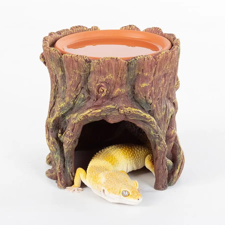 ReptiZoo Humid Tree Stump Hideout and Dish - Image 8