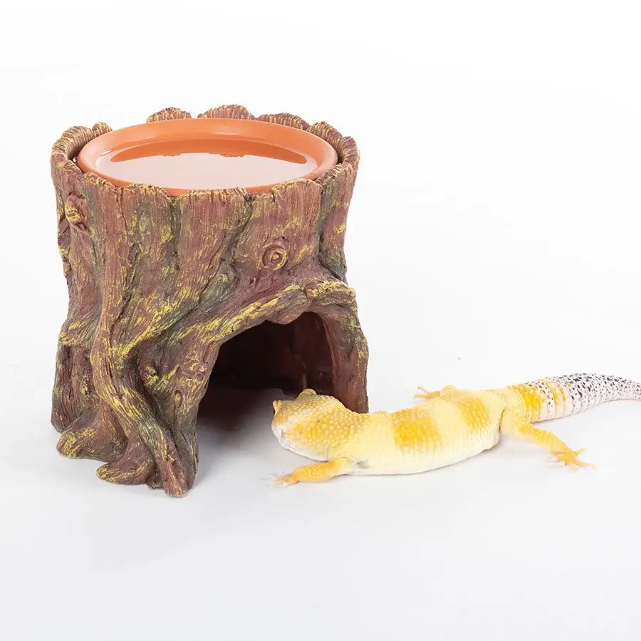 ReptiZoo Humid Tree Stump Hideout and Dish - Image 9